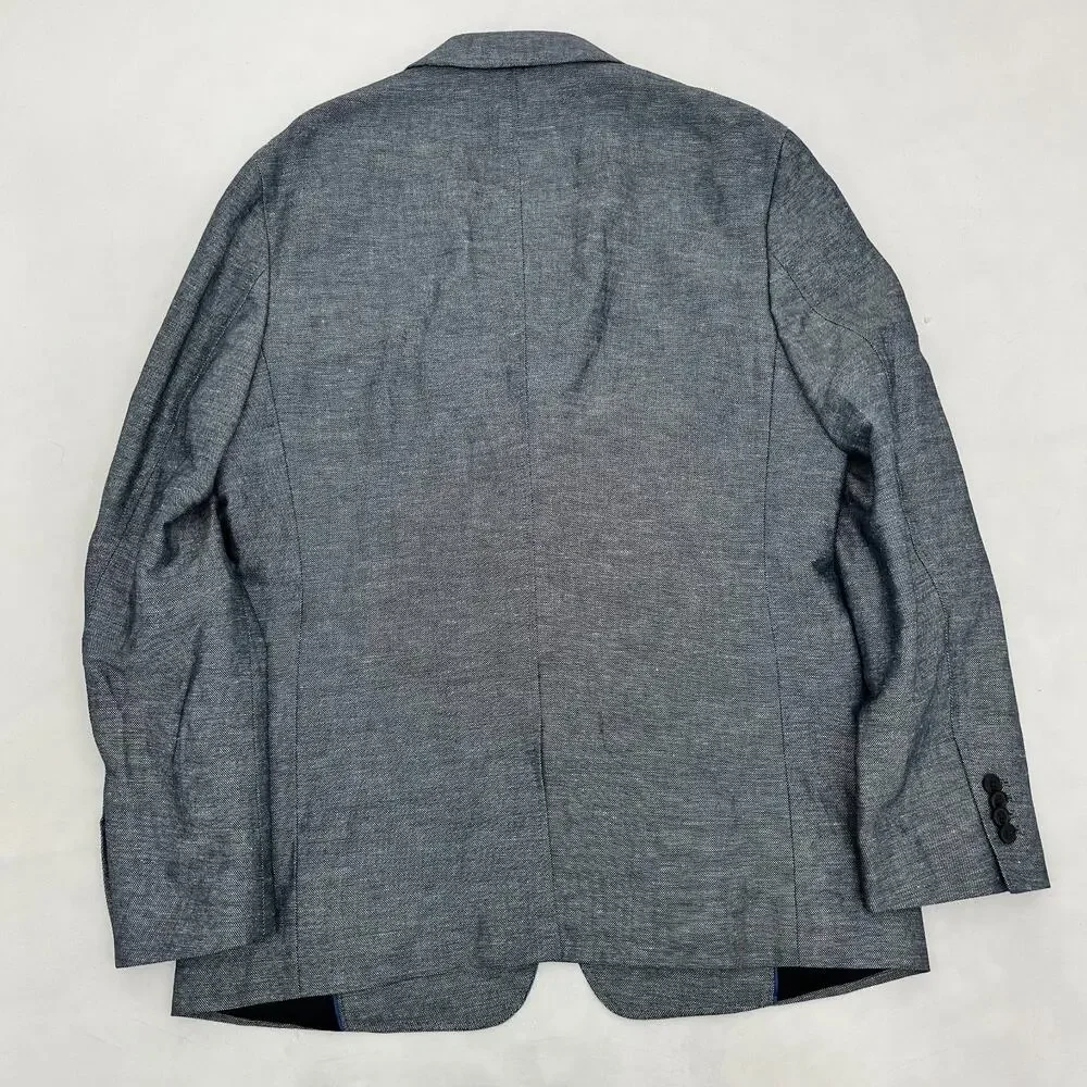 Banana Republic Mens Blazer Jacket Gray‎ 2-Button Single Breasted Long Sleeve